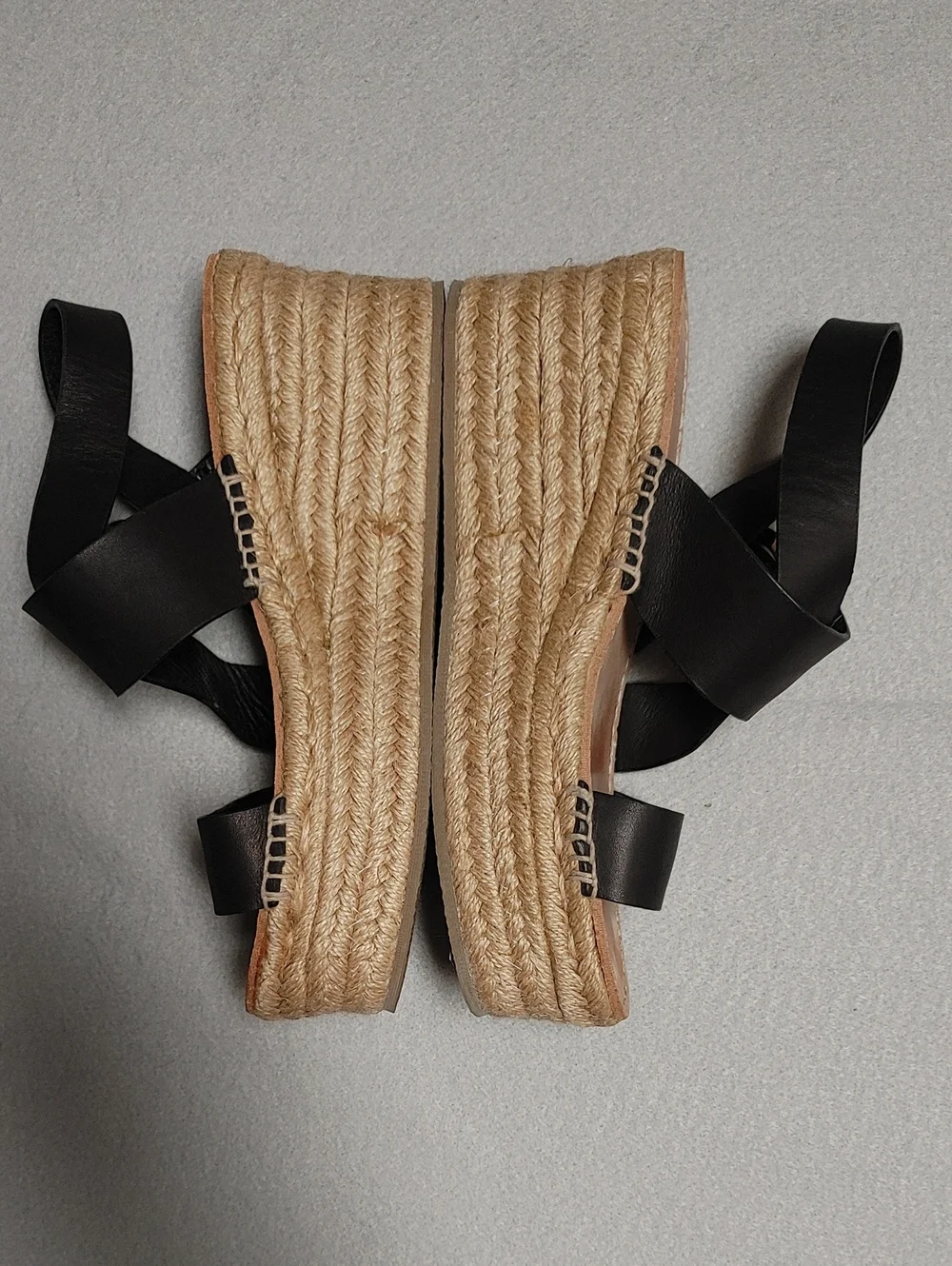 Rag & Bone August Espadrille Platform Black Strappy Sandals Size 37.5